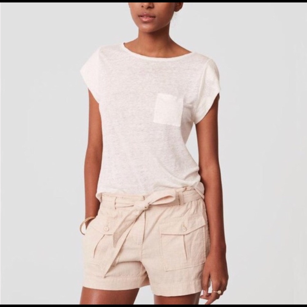 Loft linen cotton tie waste safari shorts